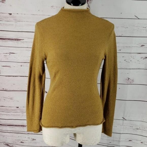 Vtg 262 1/2 Gold‎ Acrylic Long Sleeve Small Top Blouse - Picture 2 of 8